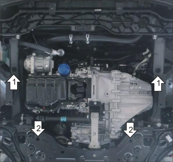 Защита стальная Мотодор (Двигатель, Коробка переключения передач), 2 мм, Сталь для Hyundai Tucson 2015-2018 арт. 71011