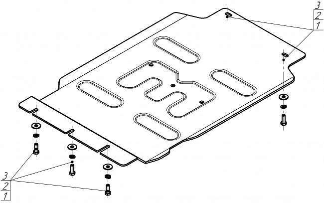 Защита алюминиевая Мотодор (Коробка переключения передач), 5 мм,  Dodge Ram 1500 RHO  2024- арт. 32920
