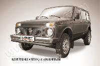 Защита переднего бампера d76 черная Lada Niva 21213 5-дверная (1993-2023) , Slitkoff, арт. Nivd003B