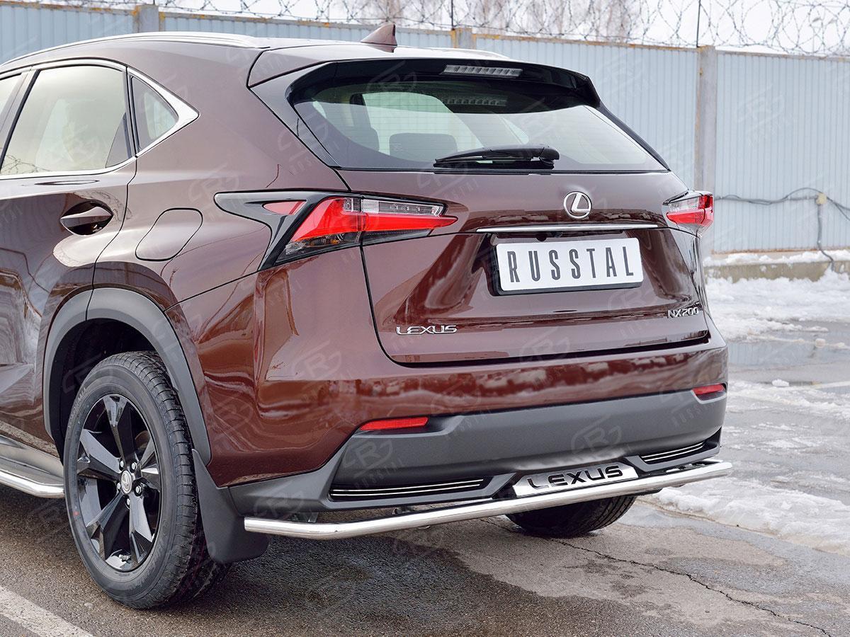 Защита заднего бампера d42 с надписью Lexus NX 2014, Slitkoff LNXZ-002583