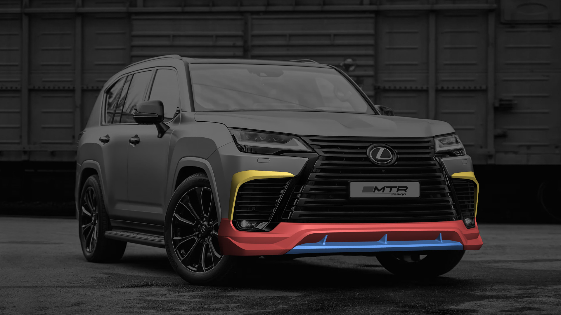 Комплект накладок переднего бампера для Lexus LX 500d / LX 600 (под покраску) 2022, MTR, арт. MTR-J310-22002