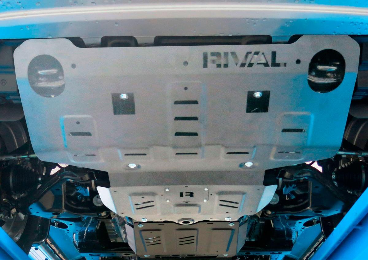Защита радиатора и картера Rival для Toyota Fortuner II 4WD 2017-2020 2020-н.в., штампованная, алюминий 6 мм, с крепежом, 2333.5710.1.6