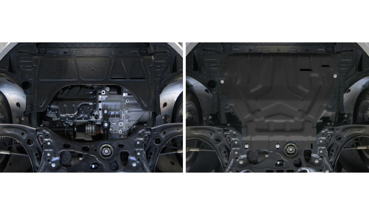 Защита картера и КПП АвтоБроня для Skoda Octavia A7 (V - 1.4; 1.6; 1.8) 2013-2020, штампованная, сталь 1.5 мм, с крепежом, 111.05111.1