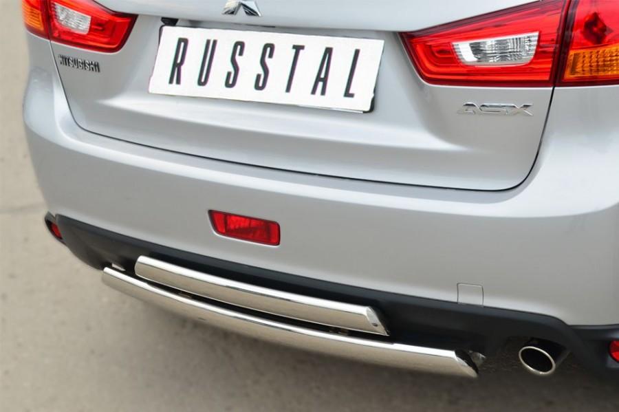 Защита заднего бампера d75х42/75х42 овал для Mitsubishi ASX 2013, Slitkoff MASZ-001328