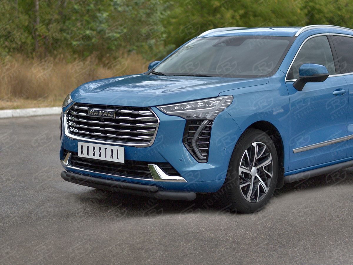 HAVAL JOLION 1.5 2WD 2021- Защита переднего бампера d57 секции-d42 дуга black (кроме COMFORT) HJOLZ-003988CH