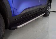 Пороги алюминиевые с пластиковой накладкой (карбон серые)  1720 мм для автомобиля Kia Seltos 2020- TCC Тюнинг арт. KIASELT20-20GR