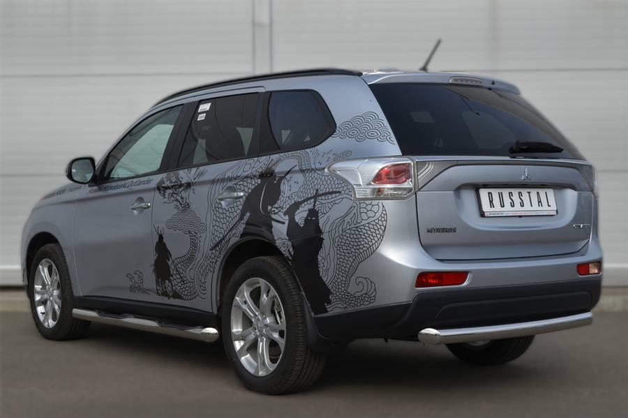 Защита заднего бампера d76 для Mitsubishi Outlander 2012, Slitkoff MRZ-001058