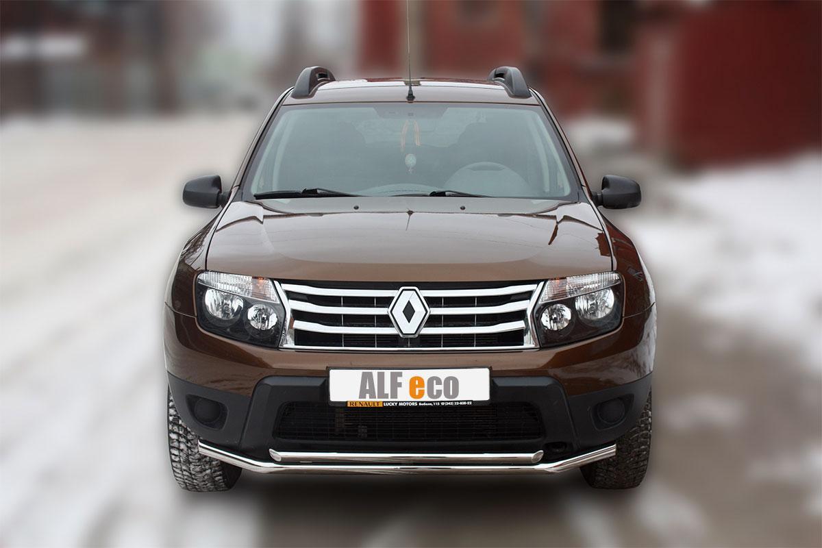 Защита передняя двойная D 42,4/50,8 для Renault Duster(Рено Дастер), ALFeco арт. DUS-12.02