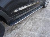 Пороги алюминиевые с пластиковой накладкой (карбон серые) 1720 мм для автомобиля Hyundai Tucson 2015-2018, TCC Тюнинг HYUNTUC15-10GR