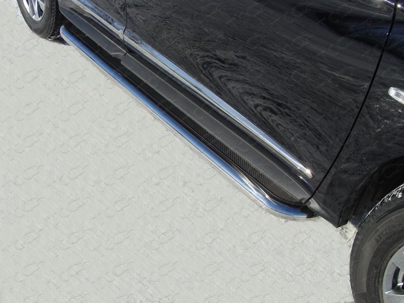 Пороги с площадкой (нерж. лист) 60,3 мм (укороченные) для автомобиля Infiniti QX 60 (JX35) 2013-2016, TCC Тюнинг INFJX3513-21