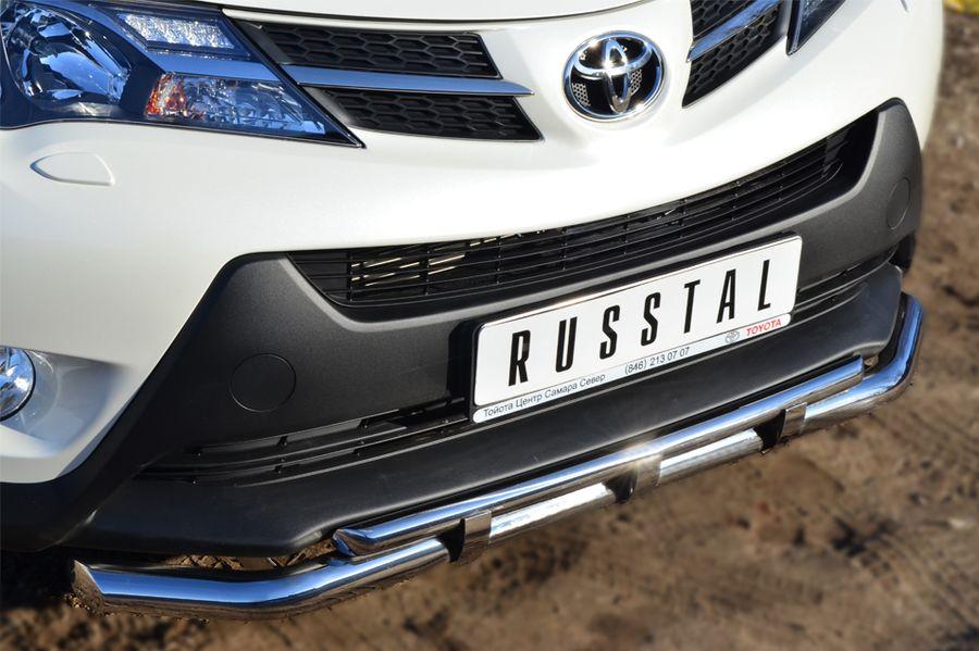 Защита переднего бампера d57/d42 с декоративными элементами для Toyota RAV4 2012, Slitkoff TR4Z-001280