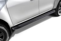 Пороги алюминиевые "Premium Black" 1800 черные Mitsubishi L-200 (2018-2022) , Slitkoff, арт. AL-ML18-009