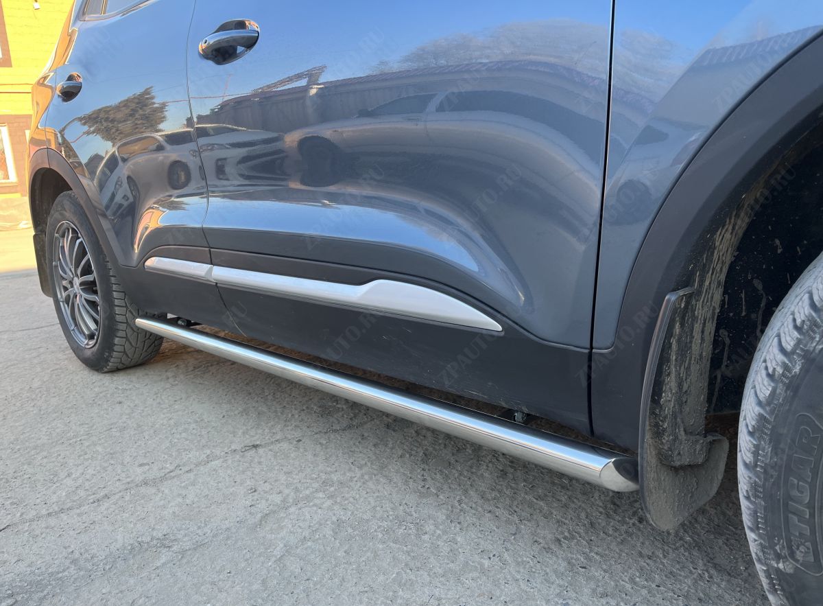 Защита штатного порога труба для автомобиля Chery Tiggo 4 2019 Рестайлинг арт. CHTG-R.19.32
