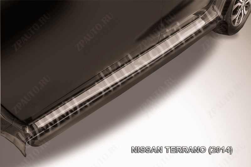 Защита порогов d57 труба черная Nissan Terrano (2014-2023) , Slitkoff, арт. NTER14-006B