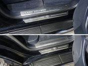 Накладки на пороги с гибом (лист шлифованный логотип Toyota) 4шт для автомобиля Toyota Land Cruiser 200 EXECUTIVE 2016-