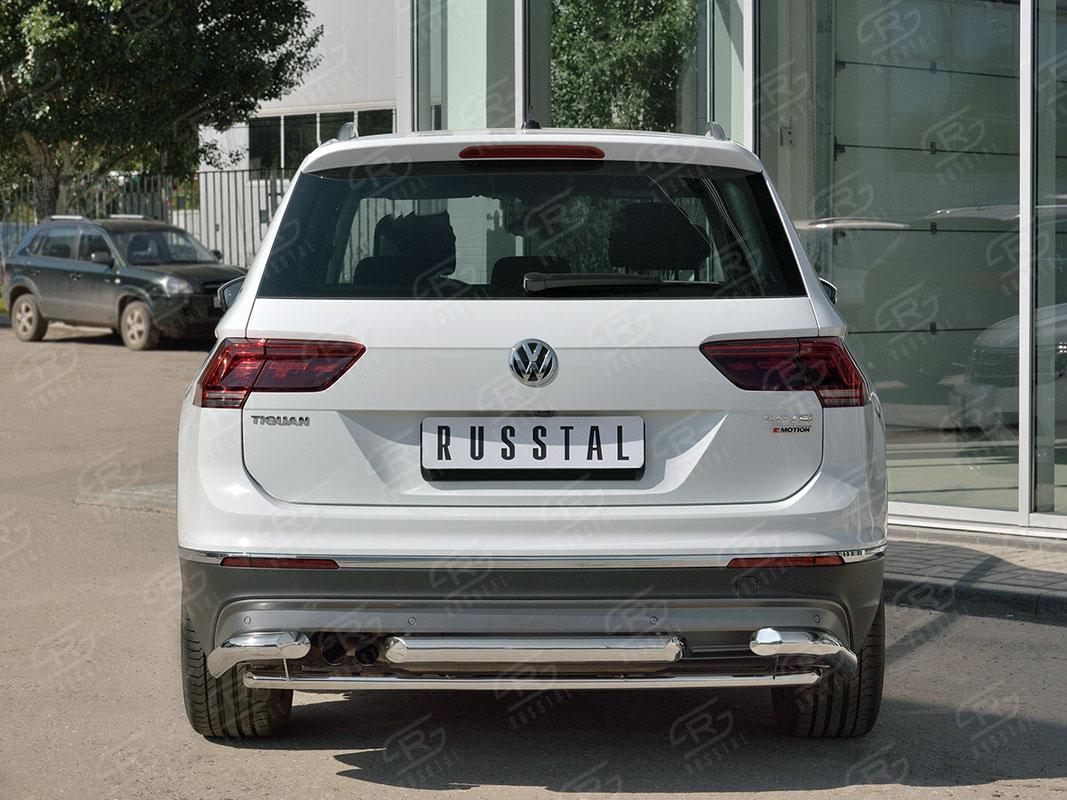 Защита заднего бампера d57/42/57 уголки на Volkswagen Tiguan 2 2017, Slitkoff VGZ-002723