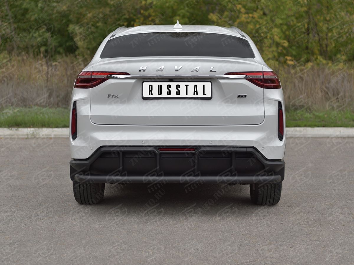 HAVAL F7X 4WD 2022- Защита заднего бампера d57 секции black HF7XZ-004009CH