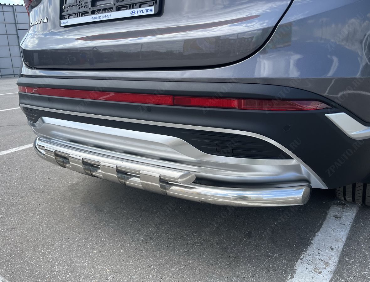 Защита заднего бампера с перемычками для автомобиля HYUNDAI Santa Fe 2021 арт. HYSF.21.25