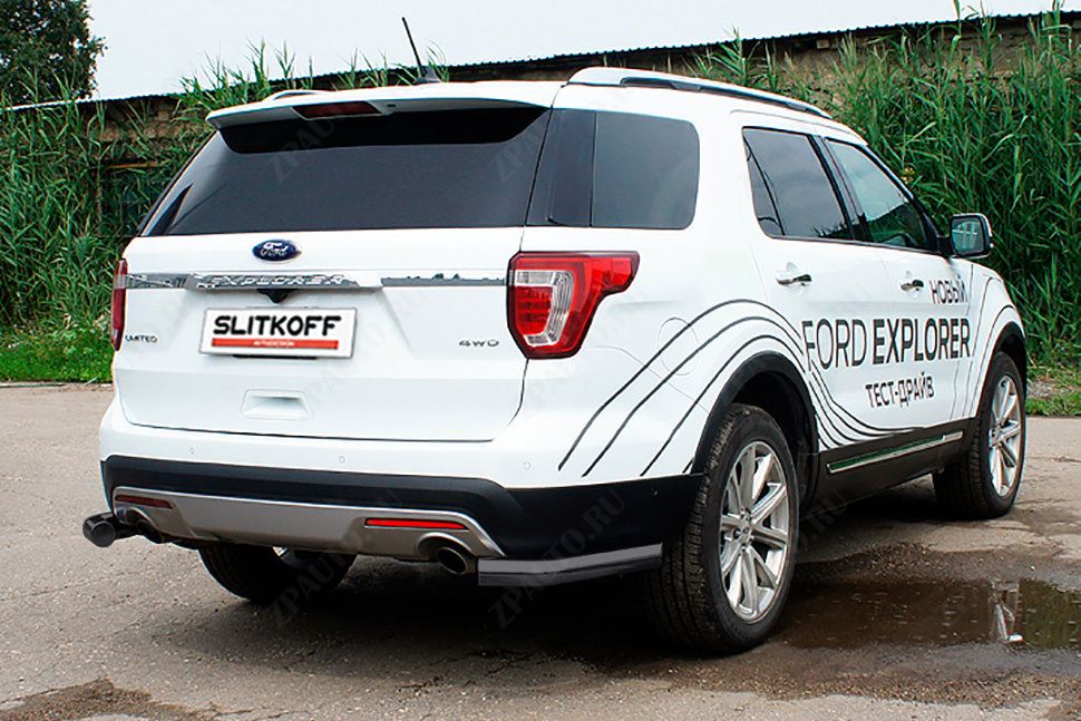 Уголки d76 черные Ford Explorer (2017-2019) , Slitkoff, арт. FEX18010B