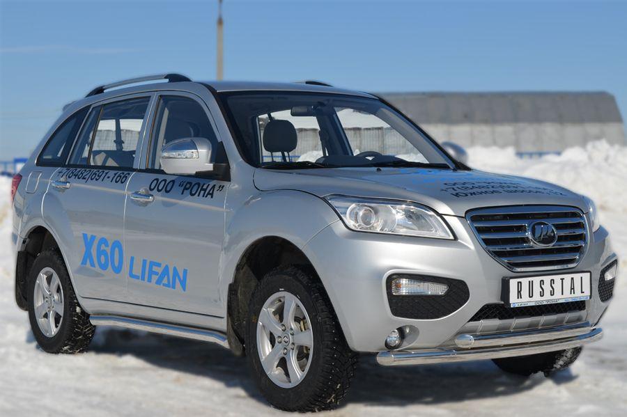 Пороги труба d57 вариант 1 для Lifan X60, Slitkoff LFT-0012411