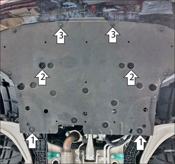 Защита алюминиевая Мотодор (Двигатель, Электроусилитель руля, Передний электромотор), 4 мм,  Voyah Dream  2021- арт. 348606