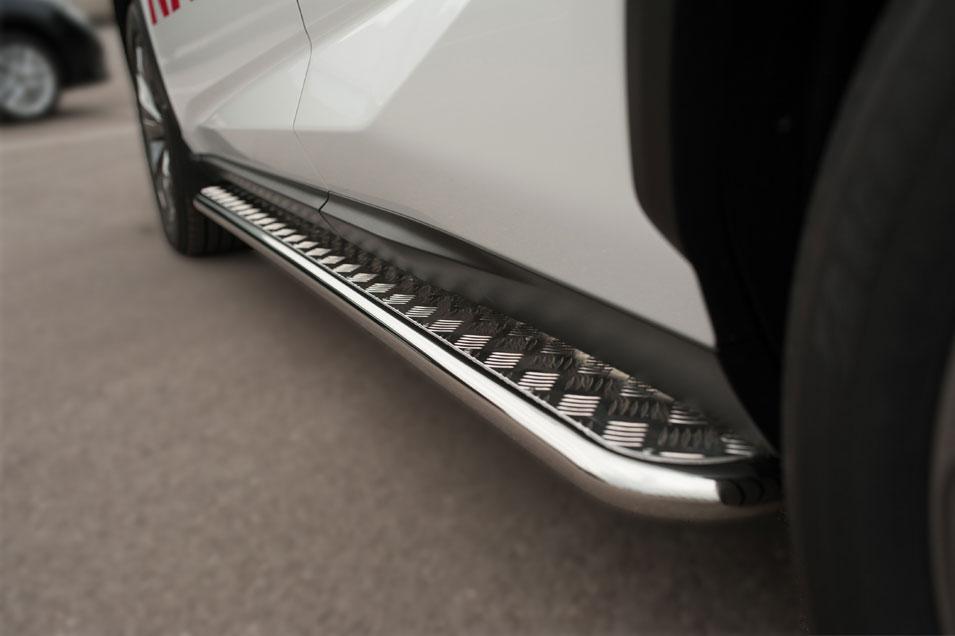 Пороги труба d42 с листом вариант 2 для Lexus NX 200t 2014 F Sport, Slitkoff LNXT-0021402