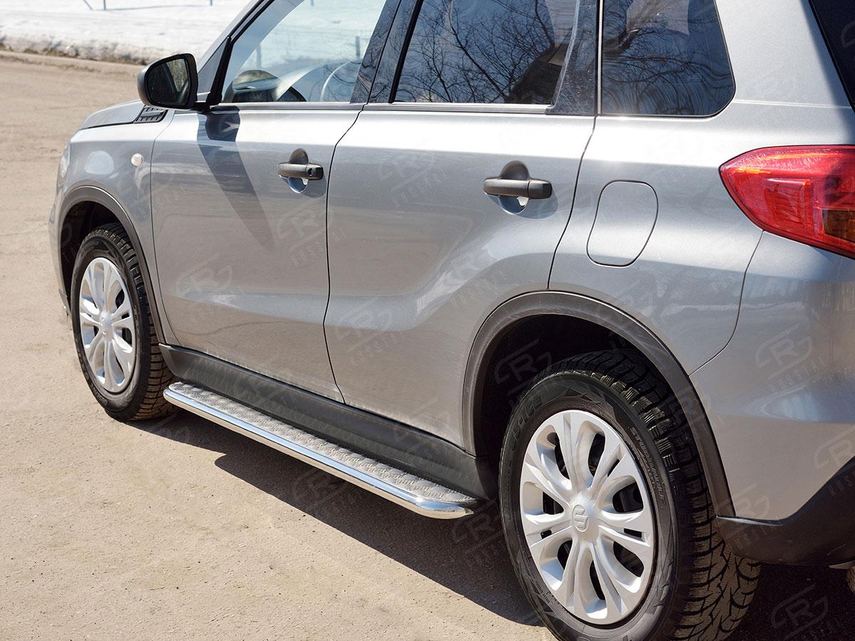 Пороги труба d42 с листом вариант 1 Suzuki Vitara 2015, Slitkoff SVL-0026431