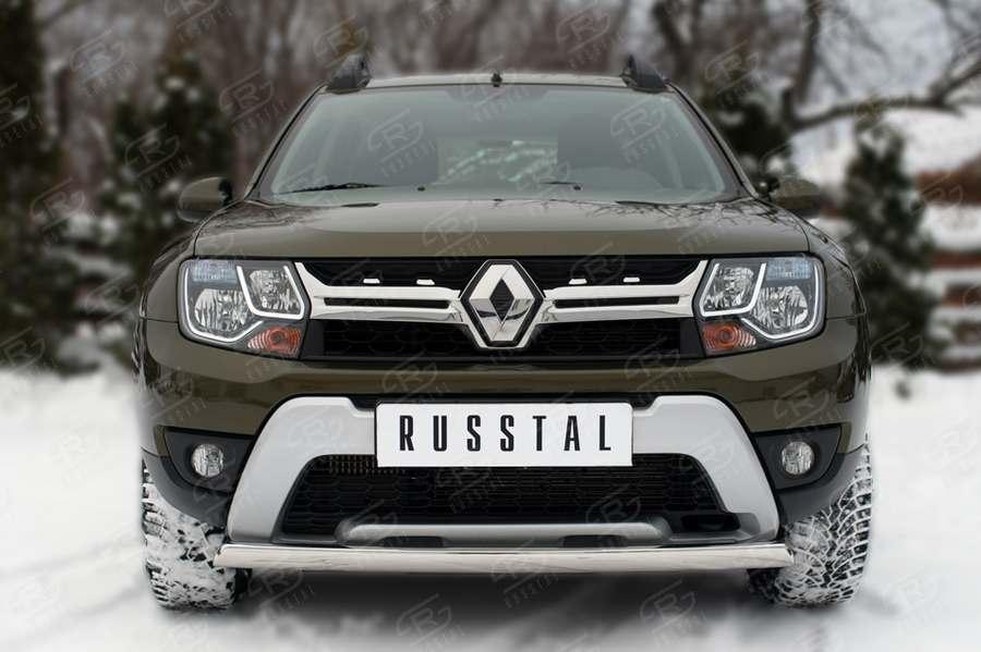 Защита переднего бампера d75x42 на Renault Duster 2015, Slitkoff RDZ-002173
