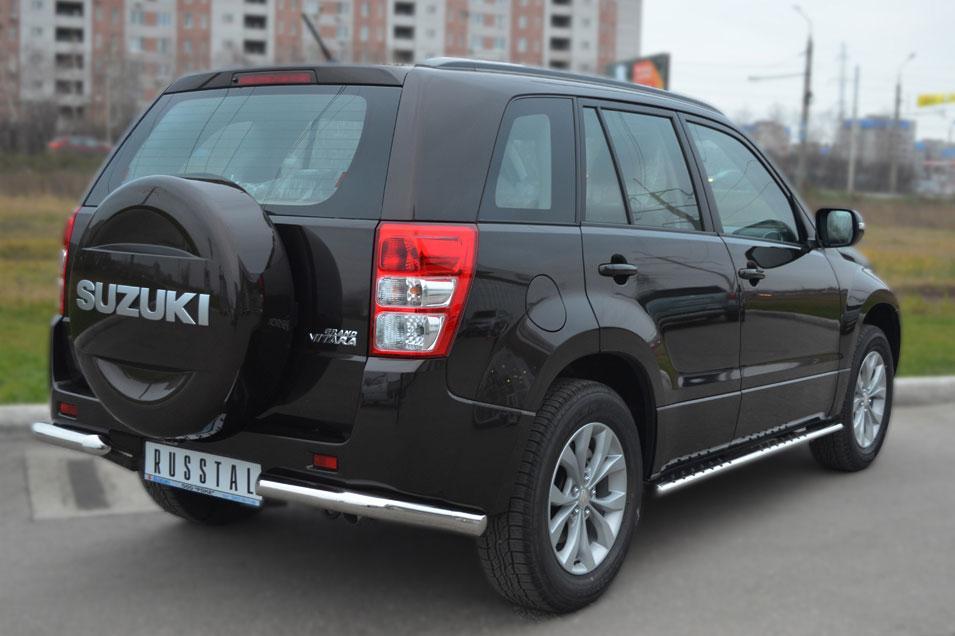 Защита заднего бампера уголки d57 для Suzuki Grand Vitara 5d 2012, Slitkoff SVZ-001098