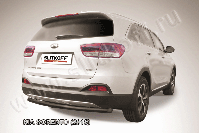 Защита заднего бампера d57 радиусная черная Kia Sorento (2014-2017) , Slitkoff, арт. KS15-013B