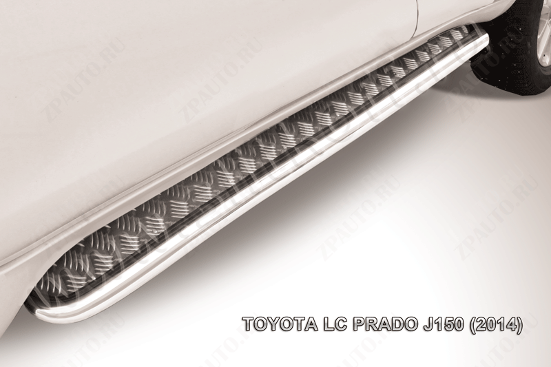 Защита порогов d57 с листом усиленная Toyota Land Cruiser Prado J150 (2013-2017) Black Edition, Slitkoff, арт. TOP14-009BE