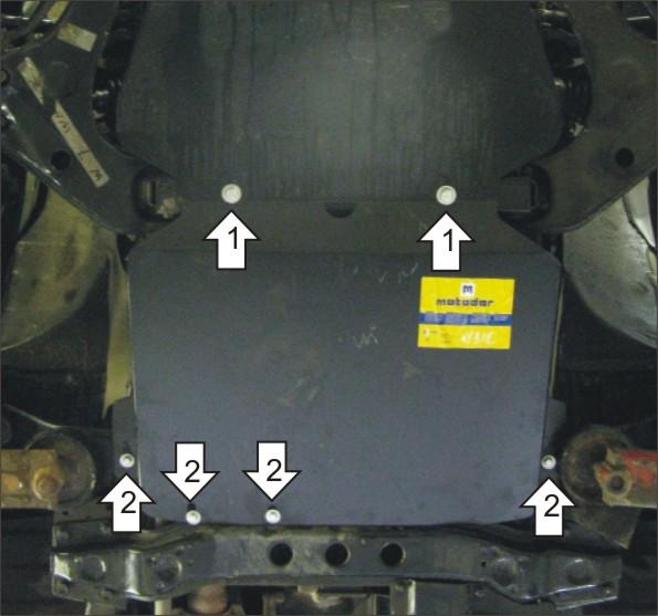 Защита стальная Мотодор (Коробка переключения передач), 3 мм, Сталь для Mitsubishi Pajero Sport 1997-2009 арт. 11310