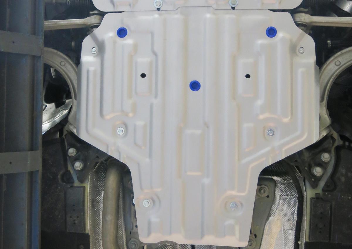 Защита КПП Rival для Audi A4 B9 АКПП 2015-2020, штампованная, алюминий 3 мм, с крепежом, 333.0335.1