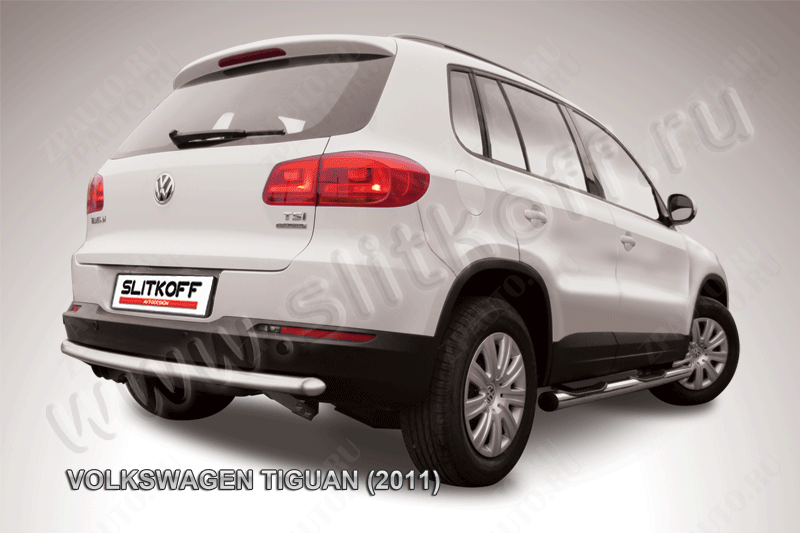 Защита заднего бампера d57 радиусная Volkswagen Tiguan (2011-2016) Black Edition, Slitkoff, арт. VWTIG-011BE