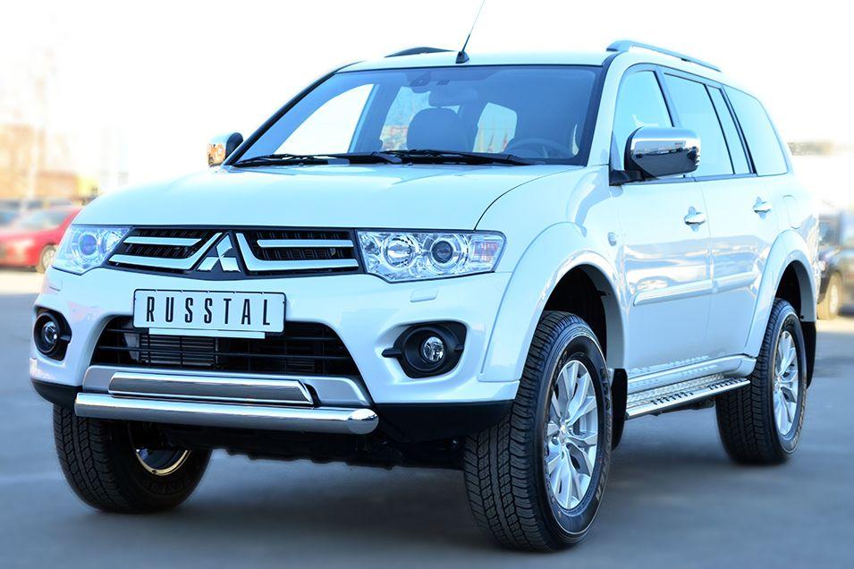 Защита переднего бампера d76/75х42 для Mitsubishi Pajero Sport 2013, Slitkoff MPSZ-001578