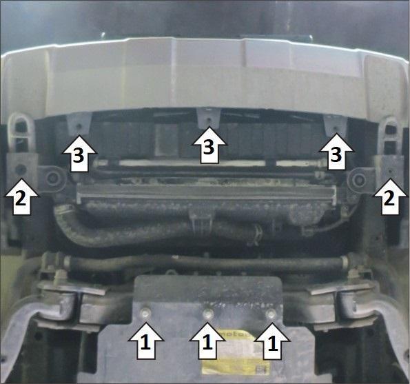 Защита стальная Мотодор (Радиатор), 3 мм, Сталь для KIA Mohave 2017-2020 арт. 11030