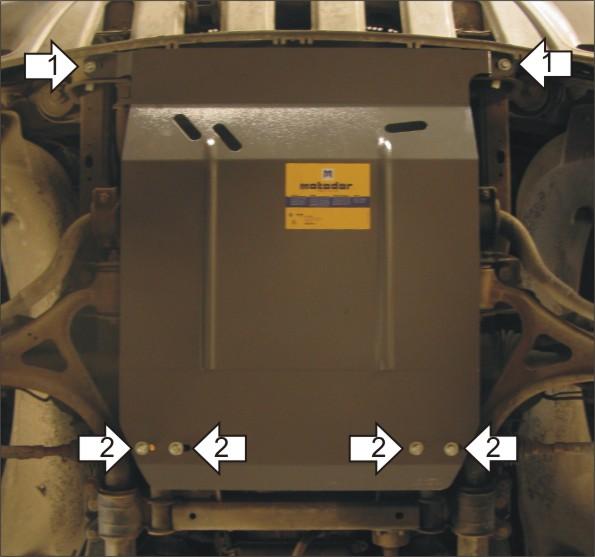 Защита стальная Мотодор (Двигатель, Передний дифференциал), 2 мм, Сталь для Mercedes-benz M-class 1998-2005 арт. 01205