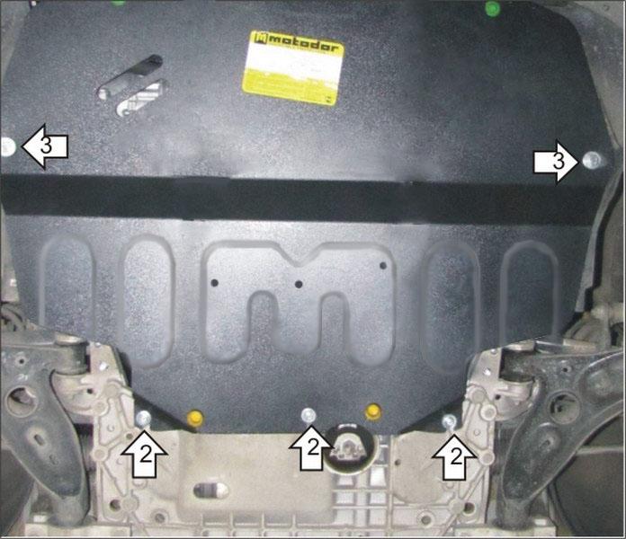 Защита стальная Мотодор (Двигатель, Коробка переключения передач), 2 мм, Сталь для SEAT Altea Freetrack 2006-2009 арт. 72302