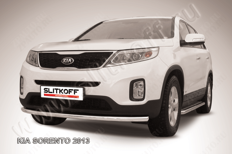 Защита переднего бампера d57 радиусная Kia Sorento (2012-2021) , Slitkoff, арт. KS13-004