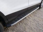 Пороги алюминиевые с пластиковой накладкой (карбон серебро) 1820 мм для автомобиля Ford Kuga 2016- TCC Тюнинг арт. FORKUG17-32SL