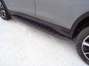 Пороги алюминиевые с пластиковой накладкой (карбон черные) 1720 мм для автомобиля Nissan X-Trail (T32) 2018- TCC Тюнинг арт. NISXTR18-33BL