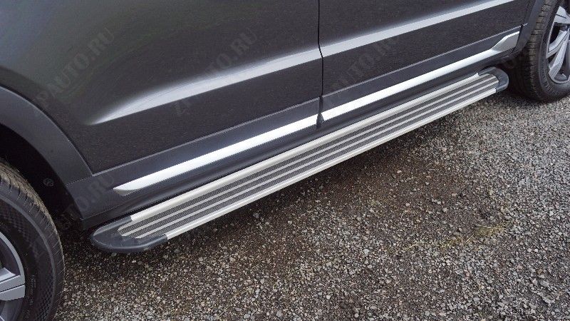 Пороги алюминиевые "Slim Line Silver" 1820 мм Changan CS95 new 2.0L 4WD 2024 арт. CHANCS95NEW24-07S