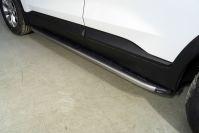 Пороги алюминиевые с пластиковой накладкой (карбон серые) 1820 мм для автомобиля Hyundai Santa Fe 2021- TCC Тюнинг арт. HYUNSF21-25GR