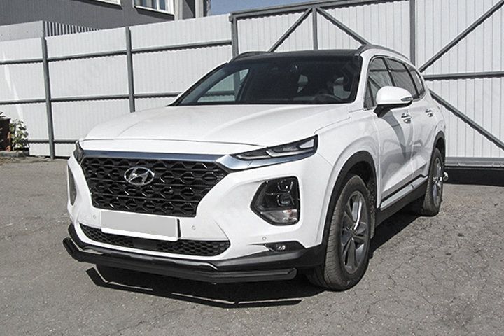 Защита переднего бампера d57 черная Hyundai Santa-Fe (2018-2021) , Slitkoff, арт. HSFT18-002B