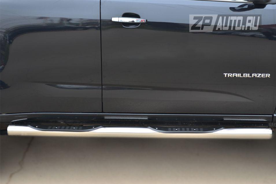 Пороги труба d76 с накладками вариант 3 для Chevrolet TrailBlazer 2013, Руссталь CTRT-0015103