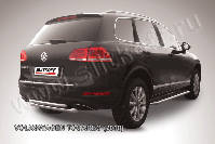 Защита заднего бампера d76+d57 двойная Volkswagen Touareg (2010-2014) Black Edition, Slitkoff, арт. VWTR-009BE