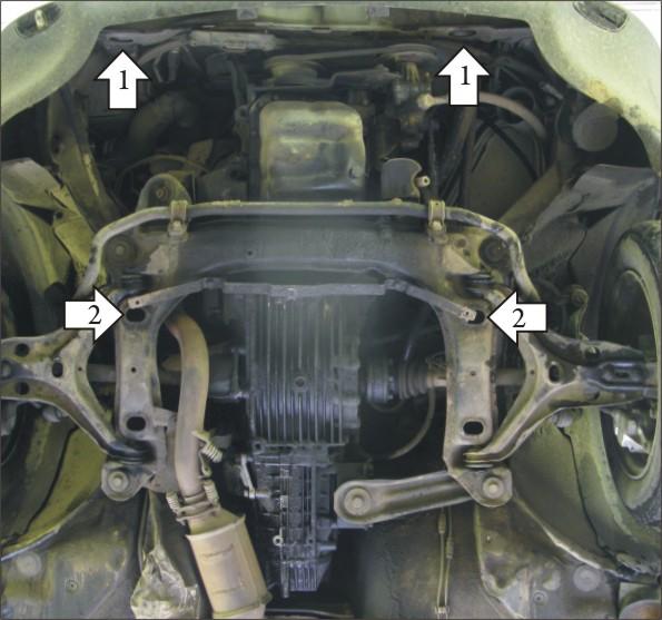 Защита стальная Мотодор (Двигатель), 2 мм, Сталь для Audi 80 1991-1996 арт. 00101