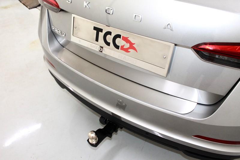 Накладка на задний бампер (лист шлифованный) для автомобиля Skoda Rapid 2020- TCC Тюнинг арт. SKORAP20-15
