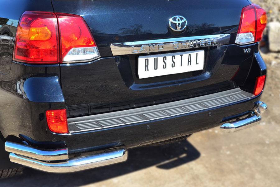 Защита заднего бампера уголки d76/57 для Toyota Land Cruiser 200 2012, Slitkoff TLCZ-001648