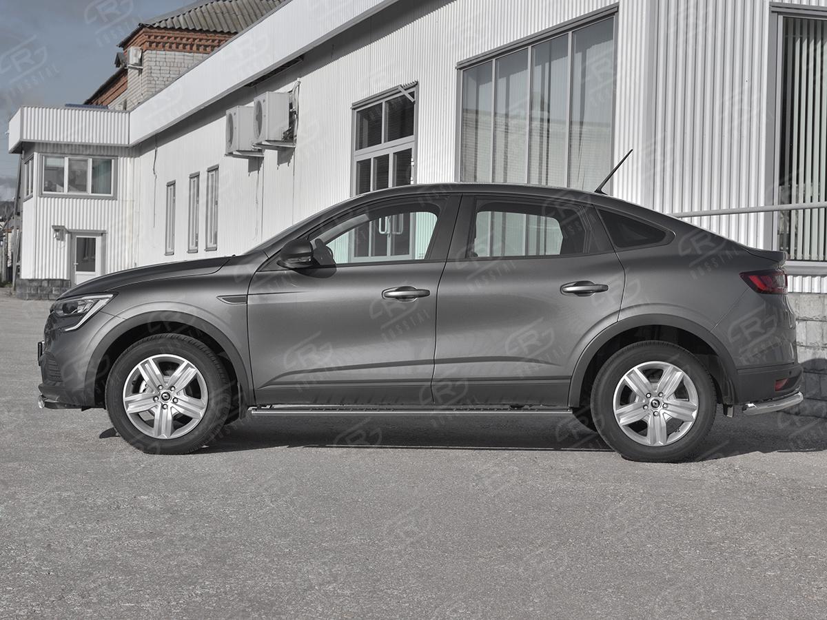 Пороги труба 75х42 овал с проступью для автомобиля Renault Arkana арт. RARO-003317, Slitkoff